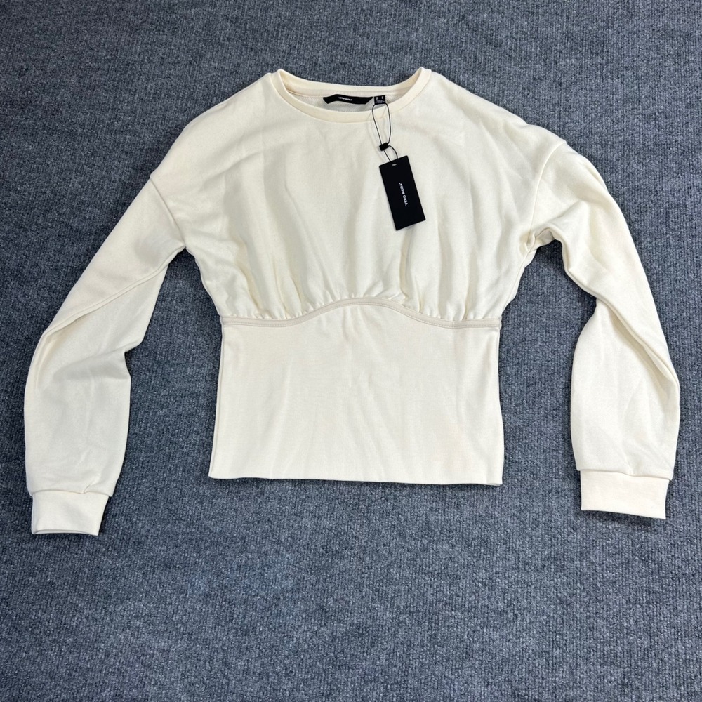 Vero Moda VMAMIRA LS Sweatshirt Birch Cream Corset Waist Pullover Size M
